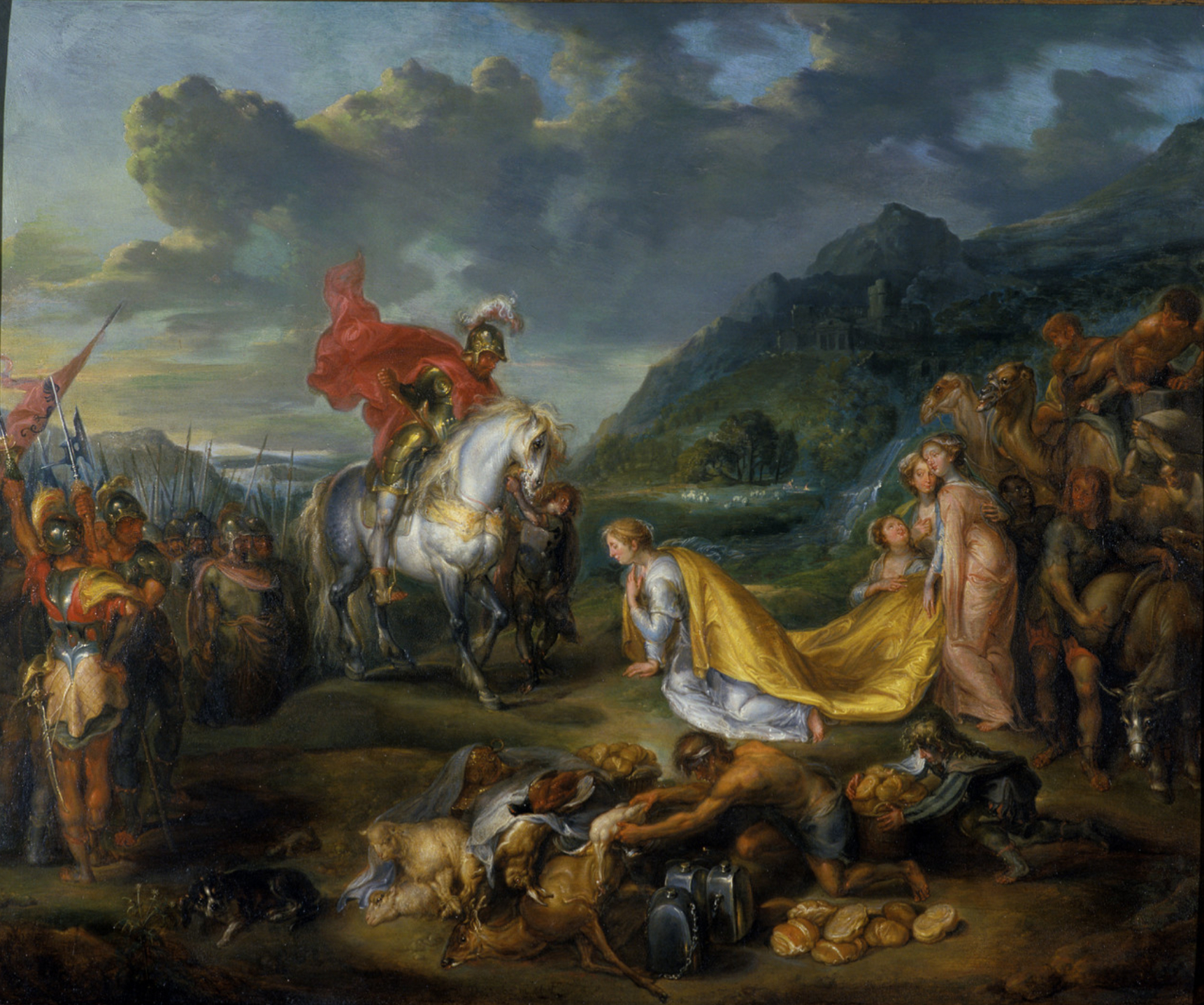La rencontre de David et Abigaïl – tableau de Simon de Vos, illustrant 1 Samuel 25